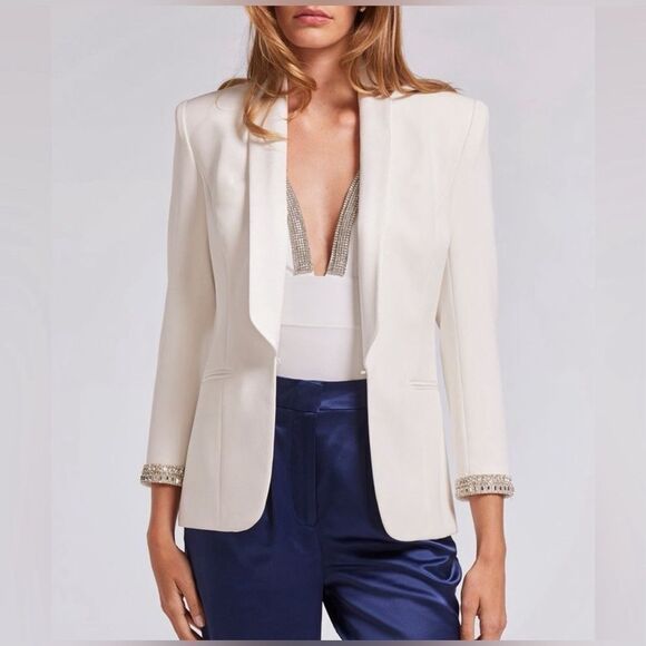 Generation Love Argo Crystal Trimmed Satin & Crepe Blazer size XS - Picture 2 of 16